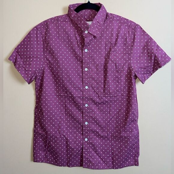 American Eagle Men Micro Dot Button-Up Resort Short Sleeve Shirt Size Small - Picture 1 of 6